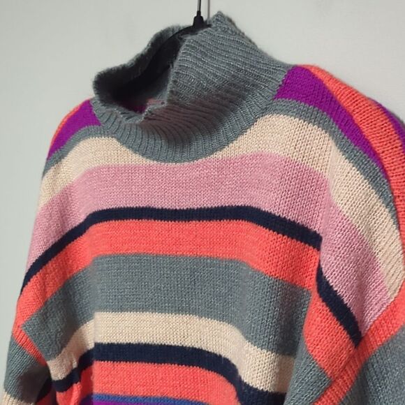 Chaps Mock Neck Striped Sweater - Picture 2 of 5
